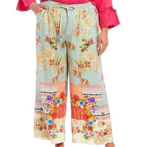 JOHN MARK floral print BOHO wide leg pants